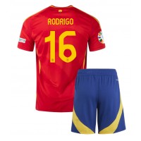 Španielsko Rodri Hernandez #16 Domáci Detský futbalový dres ME 2024 Krátky Rukáv (+ trenírky)